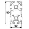 Länge 1150mm - Aluminiumprofil 40x80 L (leicht) B-Typ Nut Produktbild-Vorschau 2