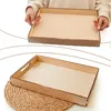 Two images of a wooden tray, one held by hands and the other on a placemat. Produktbild-Vorschau