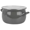 A gray enamel pot with two handles on a white background. Podgląd zdjęcia produktu