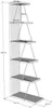 A diagram showing the dimensions of a multi-tiered shelf unit. Voir les images du produit