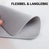 A close-up, angled view of a flexible, gray material, possibly silicone, being held and bent by a hand. Text is overlaid at the top. Produktbild-Vorschau