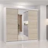 Schwebetürenschrank mit Spiegel in Weiß/Sonoma Eiche
Breite:	233 cm
Höhe: 218 cm	
Tiefe: 61 cm Produktbild-Vorschau