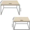 Two tables are shown with dimensions indicated by text labels. Voir les images du produit