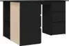 A black desk with a beige side panel and shelves, and a set of drawers. Produktbild-Vorschau