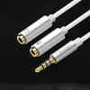 A close-up shot of a white audio cable with silver and gold connectors against a black background. Anteprima dell’immagine prodotto