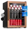 A mini refrigerator filled with cans and bottles, with color options displayed on the left. Produktbild-Vorschau
