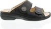 A black leather sandal is shown from the side against a white background. Produktbild-Vorschau