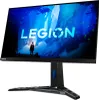 A black computer monitor with a gaming-themed wallpaper displayed on its screen. Produktbild-Vorschau