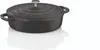 A black cast iron pot with a lid and handles, shown from a slightly elevated side angle on a white background. Náhled obrázku produktu