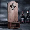 Vintage dřevěný otvírák na láhve na stěnu s kapslí - Retro Náhled obrázku produktu 5