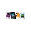 Four cards from a board game are displayed on a white background. Produktbild-Vorschau