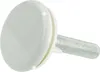 A close-up studio shot of a white faucet hole cover with a threaded metal post. Produktbild-Vorschau