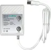 A white TV signal splitter/amplifier with cables and connectors. Náhľad obrázku produktu