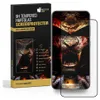 A product box for a screen protector is shown next to a smartphone with a screen protector applied. Produktbild-Vorschau