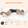 A woman is sleeping on a pillow surrounded by clouds, with marketing icons at the bottom. Anteprima dell’immagine prodotto