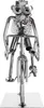 A metal figurine of a cyclist on a bicycle, made from nuts, bolts, and other metal parts. Anteprima dell’immagine prodotto