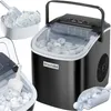 A collage of images showing a portable ice maker and ice cubes. Náhled obrázku produktu