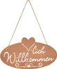 Schild Willkommen Herz 28,5x16cm Garten-Deko Türschild Produktbild-Vorschau 1