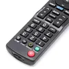 A close-up view of a black remote control with various buttons and labels. Produktbild-Vorschau