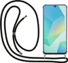 A transparent phone case with a black lanyard attached to the bottom of the case, shown on a white background. Podgląd zdjęcia produktu