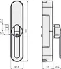 Technical drawing of a window handle with dimensions. Produktbild-Vorschau