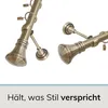 Close-up shots of a curtain rod with decorative finials and rings. Produktbild-Vorschau