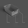 A gray storage basket with dimensions indicated by white lines and text. Anteprima dell’immagine prodotto