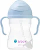 A light blue baby bottle with handles and a straw. Náhled obrázku produktu