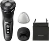 A Philips electric shaver and its accessories are displayed against a white background. Produktbild-Vorschau