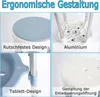 A collage of four close-up images of a shower stool, highlighting its features. Produktbild-Vorschau