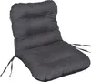 A dark gray chair cushion with ties, shown against a white background. Voir les images du produit