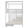 A white bunk bed with stairs and storage drawers, shown from the side. Náhled obrázku produktu