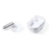 Two parts of a white electric lunchbox are shown against a white background. One part is the main container with a divider, and the other is a smaller container with a lid and a spoon. Anteprima dell’immagine prodotto