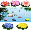 A collage of artificial lotus flowers, some floating on water and others displayed on white backgrounds. Produktbild-Vorschau