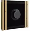 A product shot of a black acoustic panel with a circular vent and wooden framing. Produktbild-Vorschau