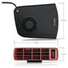 Two views of a black and red car heater with dimensions indicated. Produktbild-Vorschau