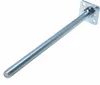 A metal post support with a square base and threaded rod, isolated on a white background. Produktbild-Vorschau