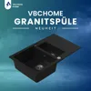 VBChome Spülbecken 80x50x20 cm Schwarz Granit 1,5 Becken Produktbild-Vorschau 2
