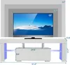 A diagram showing a TV stand with dimensions and television sizes it can accommodate. Produktbild-Vorschau