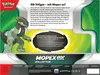 The image shows the back of a Pokemon trading card game collection box, featuring artwork of a Pokemon character and descriptive text about the contents. Produktbild-Vorschau