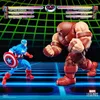 Two action figures, Captain America and Juggernaut, posed in a fighting stance against a grid background, resembling a video game. Podgląd zdjęcia produktu