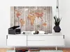 Italienischer Leinwand Leinwandbild - World Map: Wooden Produktbild-Vorschau 5