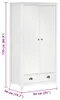 vidaXL Šatní skříň se 2 dveřmi Hill White 89x50x170 cm Náhled obrázku produktu 7