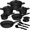 A collection of black cookware and utensils arranged on a white background. Náhled obrázku produktu