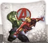 The image shows a pillow with a graphic design of Marvel superheroes Hulk and Iron Man, with the Avengers logo in the background. Produktbild-Vorschau