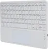 A white wireless Bluetooth keyboard with a touchpad is shown from a slightly elevated side angle against a white background. Náhľad obrázku produktu
