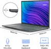 A laptop with dimensions and feature icons shown. Produktbild-Vorschau