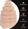 A stack of cardboard boxes of varying sizes, with marketing text and icons on the right side. Produktbild-Vorschau