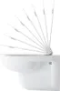 A white toilet bowl with its lid and seat raised and fanned out. Produktbild-Vorschau