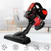 A cordless vacuum cleaner is shown in a living room setting, with icons indicating its features. Produktbild-Vorschau